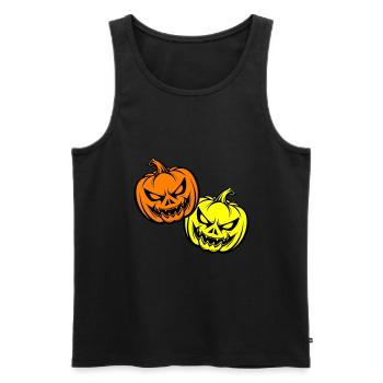 Halloween Creepy Pumpkin Face - Men's Premium Organic Tank Top - black - Front - AI Model Male 178 light (178cm)