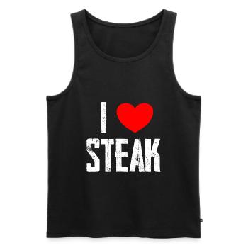 I Love Steak - Männer Premium Bio Tank Top - Schwarz - Vorne - AI Model Male 178 light (178cm)