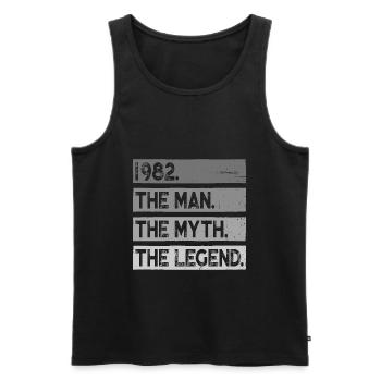 Born 1982 Man Myth Legend Birthday - Men's Premium Organic Tank Top - black - Front - AI Model Male 178 light (178cm)