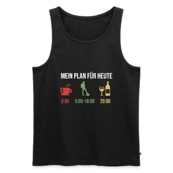 Mein Plan Wandern Bergsteigen | Hiking Wein Spruch - Männer Premium Bio Tank Top - Schwarz - Vorne - Michal (187cm)