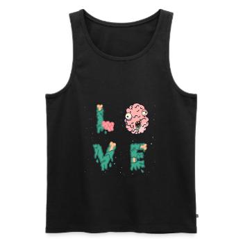 Halloween Zombie Monster Gehirn Love Brains - Männer Premium Bio Tank Top - Schwarz - Vorne - Michal (187cm)