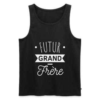 T shirt grand frère futur grand-frère cadeau - Débardeur bio Premium Homme - noir - Devant - Michal (187cm)
