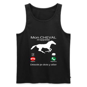 T shirt cheval mon cheval m'appelle humour cadeau. - Débardeur bio Premium Homme - noir - Devant - AI Model Male 178 light (178cm)