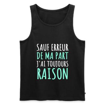 sauf erreur de ma part phrase drôle humour cadeau - Débardeur bio Premium Homme - noir - Devant - Michal (187cm)