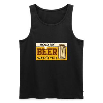 Hold my Beer - Bier Laune - Männer Premium Bio Tank Top - Schwarz - Vorne - Michal (187cm)