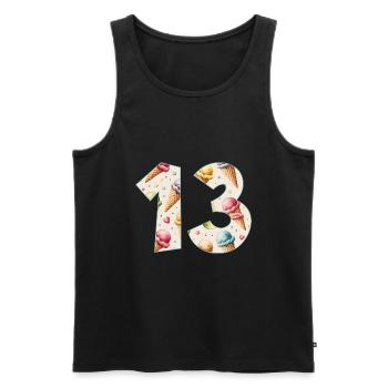 EISCREME NUMMER 13 JAHRE EIS 13. GEBURTSTAG - Männer Premium Bio Tank Top - Schwarz - Vorne - Michal (187cm)