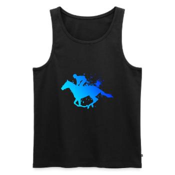 Sport équestre équitation dressage saut d'obstacles - Débardeur bio Premium Homme - noir - Devant - Michal (187cm)