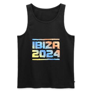 Ibiza 2024 Colorful - Men's Premium Organic Tank Top - black - Front - Michal (187cm)