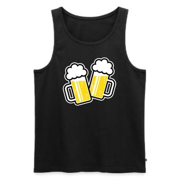 2 Maßkrüge Stoßen An, Prosit! (Bier Maßkrug / 3C) - Männer Premium Bio Tank Top - Schwarz - Vorne - AI Model Male 178 light (178cm)