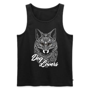 Dog Lovers. amoureux des chiens .citation chien. - Débardeur bio Premium Homme - noir - Devant - Michal (187cm)