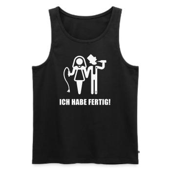 Ich Habe Fertig! (JGA / Peitsche / Bier / White) - Männer Premium Bio Tank Top - Schwarz - Vorne - Michal (187cm)