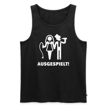 Ausgespielt! (JGA / Peitsche / Bier / White) - Männer Premium Bio Tank Top - Schwarz - Vorne - Michal (187cm)