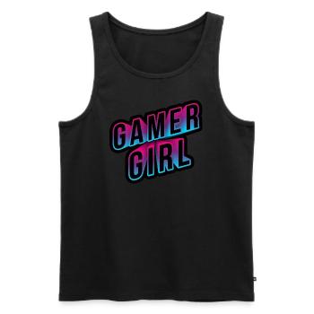 gamer girl neon 3d schriftzug - Männer Premium Bio Tank Top - Schwarz - Vorne - Michal (187cm)