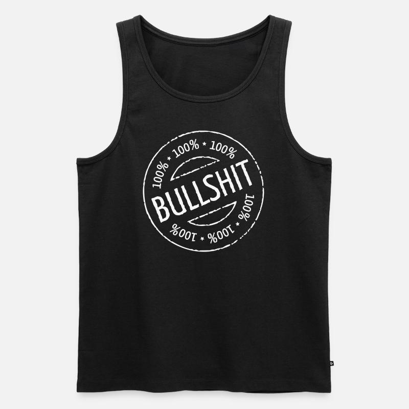 100% Bullshit Stamp (Stempel / White) - Männer Premium Bio Tank Top - Schwarz