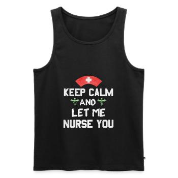 Keep Calm Nurse Gift - Men's Premium Organic Tank Top - black - Front - Michal (187cm)