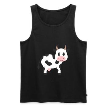 Kuh - Männer Premium Bio Tank Top - Schwarz - Vorne - Michal (187cm)