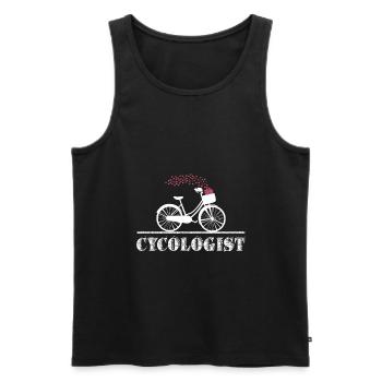 Cycologue Shirt Drôle VTT Vélo Cadeau - Débardeur bio Premium Homme - noir - Devant - AI Model Male 178 light (178cm)