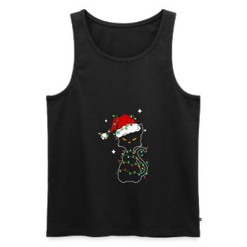 Noël Chat noir de Noël - Débardeur bio Premium Homme - noir - Devant - AI Model Male 178 light (178cm)