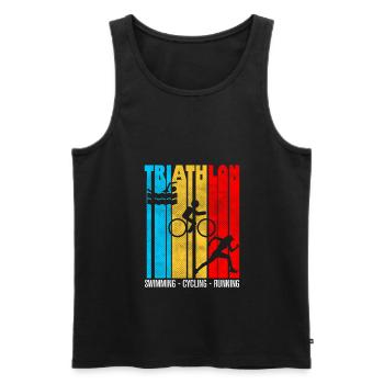 Triathlon, Triathlon, Triathlon Humor - Männer Premium Bio Tank Top - Schwarz - Vorne - AI Model Male 178 light (178cm)