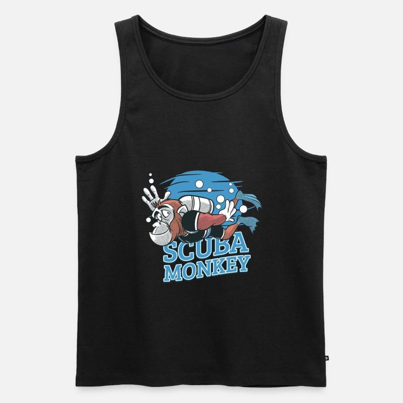 Scuba Monkey - Tauchen Schimpanse - Männer Premium Bio Tank Top - Schwarz