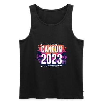 Cancun 2023 - Männer Premium Bio Tank Top - Schwarz - Vorne - AI Model Male 178 light (178cm)