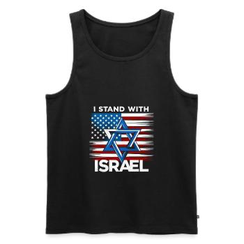 I Stand With Israel Patriotic - Men's Premium Organic Tank Top - black - Front - AI Model Male 178 light (178cm)