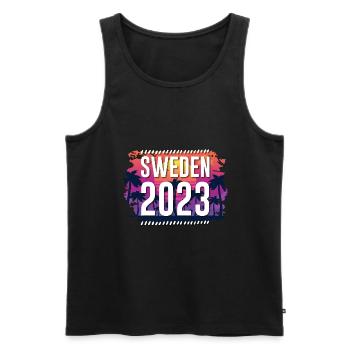 Suède 2023 - Débardeur bio Premium Homme - noir - Devant - AI Model Male 178 light (178cm)