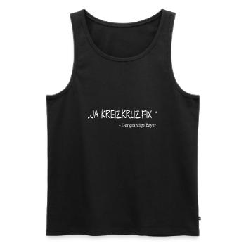 Ja Kreizkruzifix , der grantige Bayer - Männer Premium Bio Tank Top - Schwarz - Vorne - AI Model Male 178 light (178cm)