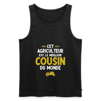Agriculteur cousin cadeau drôle agriculture - Débardeur bio Premium Homme - noir - Devant - Michal (187cm)