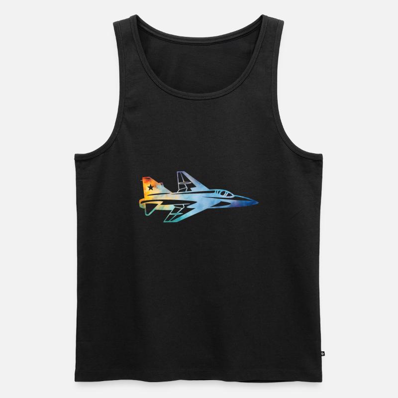 Kampfflugzeug - Männer Premium Bio Tank Top - Schwarz