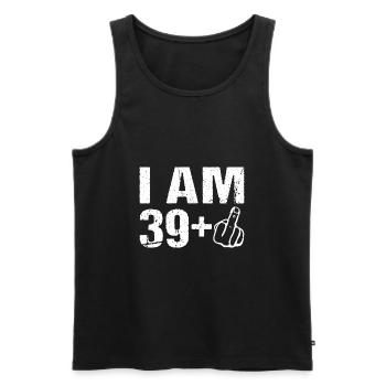 Je sur le 39+ 40ème anniversaire Humour 40 ans - Débardeur bio Premium Homme - noir - Devant - AI Model Male 178 light (178cm)