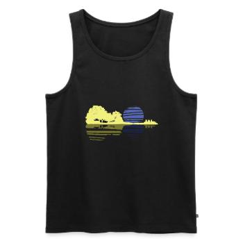 Gitarre Sonnenuntergang - Männer Premium Bio Tank Top - Schwarz - Vorne - Michal (187cm)