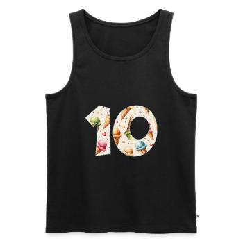 EISCREME NUMMER 10 JAHRE EIS 10. GEBURTSTAG - Männer Premium Bio Tank Top - Schwarz - Vorne - AI Model Male 178 light (178cm)