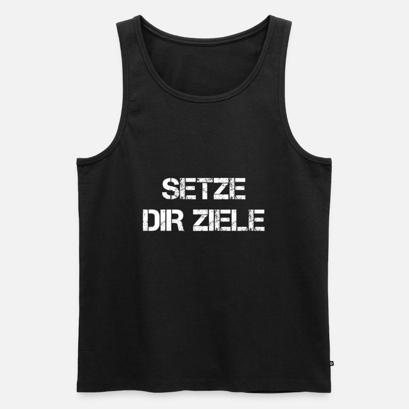 Setze Dir Ziele - Männer Premium Bio Tank Top - Schwarz