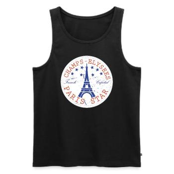 Paris Star Iconic Champs-Elysées Elegancee - Débardeur bio Premium Homme - noir - Devant - AI Model Male 178 light (178cm)