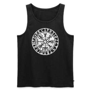 Vegvisir Runen, Vintage, Viking, Celtic, Symbol - Männer Premium Bio Tank Top - Schwarz - Vorne - AI Model Male 178 light (178cm)