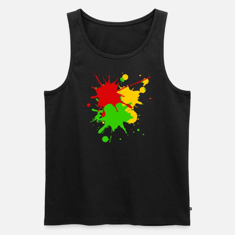 Reggae couleurs Afrique Roots Drapeau Éclaboussures de couleur - Débardeur bio Premium Homme - noir