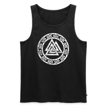Vintage Valknut Odin symbole Vikings caractères Pagan - Débardeur bio Premium Homme - noir - Devant - AI Model Male 178 light (178cm)