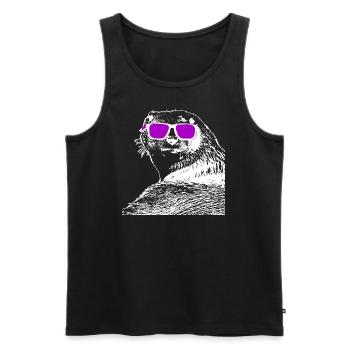 Otter mit Sonnenbrille - Männer Premium Bio Tank Top - Schwarz - Vorne - Michal (187cm)