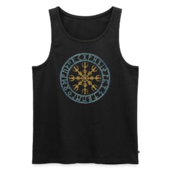 Vintage Helmet of Awe Viking Symbol Runes - Men's Premium Organic Tank Top - black - Front - AI Model Male 178 light (178cm)