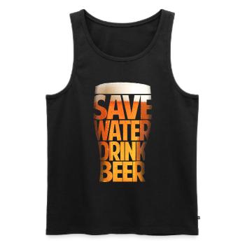 BEER - Männer Premium Bio Tank Top - Schwarz - Vorne - Michal (187cm)
