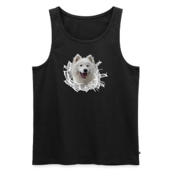 Samojede im Glasloch - Männer Premium Bio Tank Top - Schwarz - Vorne - AI Model Male 178 light (178cm)
