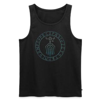 Odin, Valknut, Futhark Runes, Norse mythology - Men's Premium Organic Tank Top - black - Front - AI Model Male 178 light (178cm)