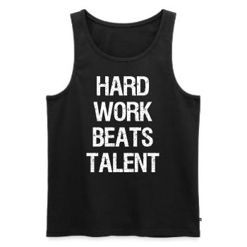 hard work beats talent motivation sayings - Men's Premium Organic Tank Top - black - Front - AI Model Male 178 light (178cm)