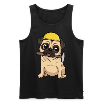 Baustelle Tiefbau Mops Handwerker bauen Hammer Job - Männer Premium Bio Tank Top - Schwarz - Vorne - Michal (187cm)