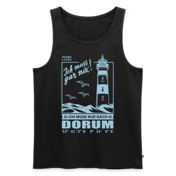 Dorum Koordinaten Nordsee Urlaub Strand Leuchtturm - Männer Premium Bio Tank Top - Schwarz - Vorne - Michal (187cm)