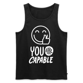 Slogan de motivation You-Are-Capable avec smileyface - Débardeur bio Premium Homme - noir - Devant - AI Model Male 178 light (178cm)
