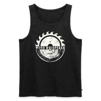 Wood Whisperer | Funshirt Handwerker Vaterttag - Männer Premium Bio Tank Top - Schwarz - Vorne - AI Model Male 178 light (178cm)