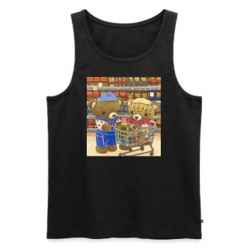 Flauschige Teddybären beim Einkauf im Supermarkt - Männer Premium Bio Tank Top - Schwarz - Vorne - AI Model Male 178 light (178cm)