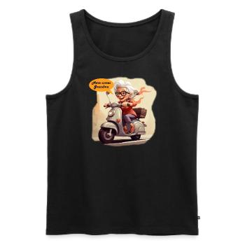 Coole Oma fährt Roller - Männer Premium Bio Tank Top - Schwarz - Vorne - Michal (187cm)